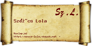Szűcs Lola névjegykártya